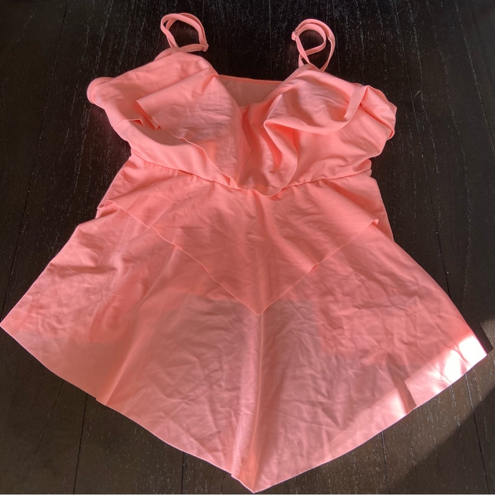 Women’s Two Piece Tankini Coral Tropical Boy Shorts Ruffle NWOT Plus Size 4XL - Picture 4 of 13